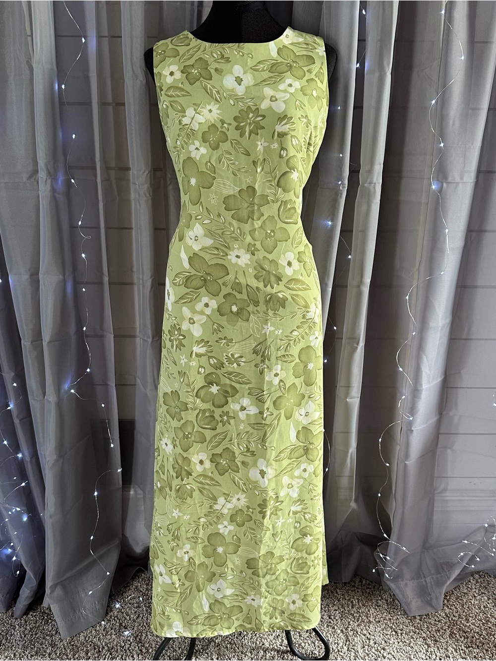 Vintage Jennifer Moore green floral dress Sz 14